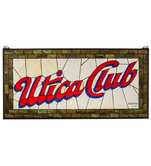 35"W X 17"H Utica Club Stained Glass Window