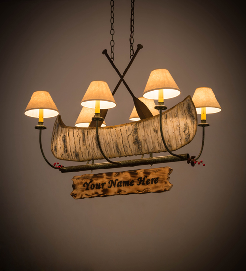 36"L Personalized Canoe 6 Light Chandelier