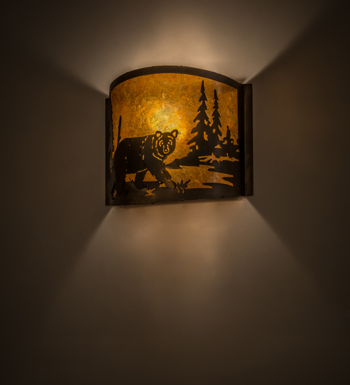 12" Wide Lone Bear Right Wall Sconce