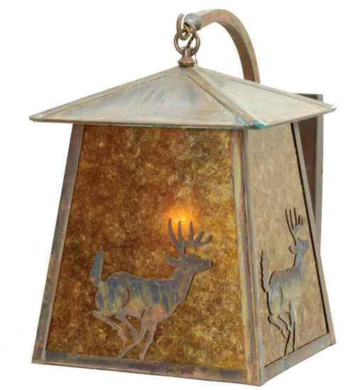 14"W Stillwater Lone Deer Curved Arm Wall Sconce
