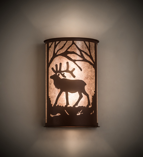 12" Wide Elk at Dawn Wall Sconce