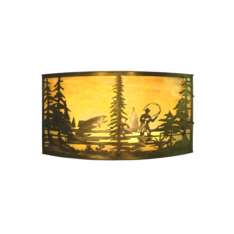 42"W Fly Fishing Creek Wall Sconce