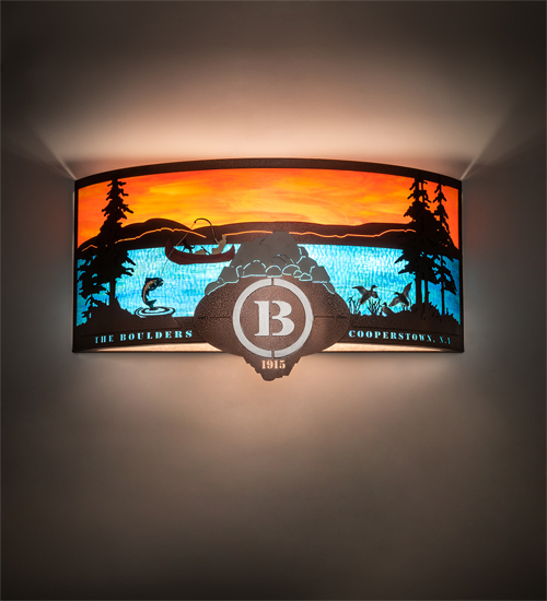 30" Wide Wildlife at Dusk Personalized Wall Sconce