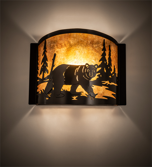 12" Wide Bear at Lake Right Wall Sconce