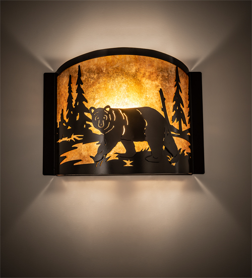 12" Wide Bear at Lake Wall Sconce