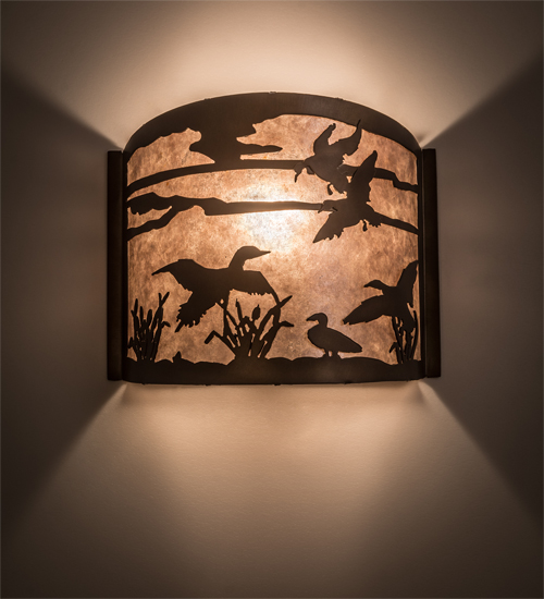 12" Wide Ducks in Flight Wall Sconce