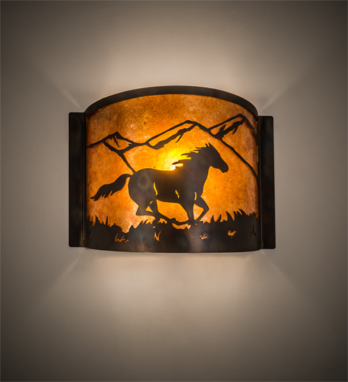 12" Wide Running Horse Wall Sconce