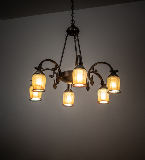 29" Wide Revival Favrile 6 Light Chandelier