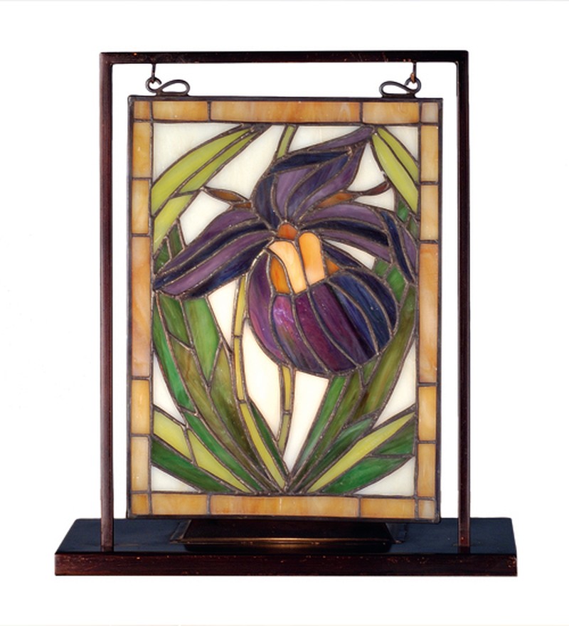 9.5"W X 10.5"H Lady Slippers Lighted Mini Tabletop Window