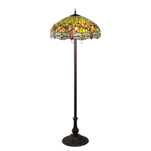 62" High Tiffany Hanginghead Dragonfly Floor Lamp