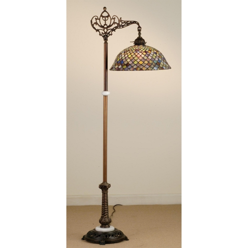 60"H Tiffany Fishscale Bridge Arm Floor Lamp