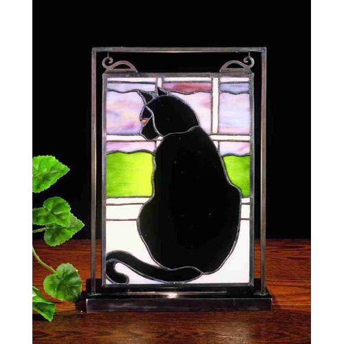 9.5"W X 10.5"H Cat in Window Lighted Mini Tabletop Window