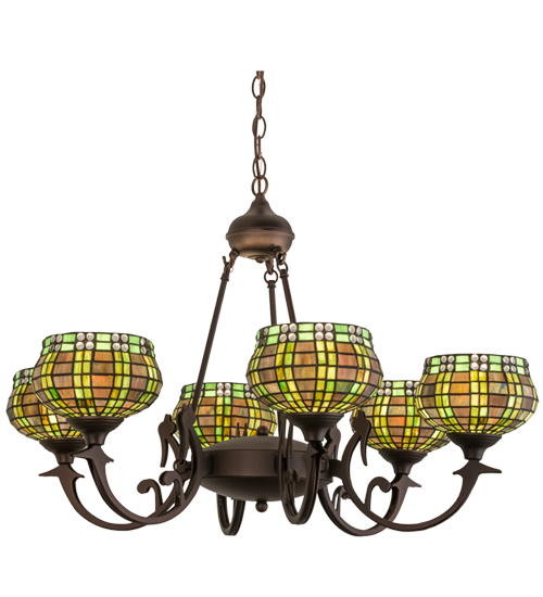 32"W Jeweled Basket 6 Light Chandelier