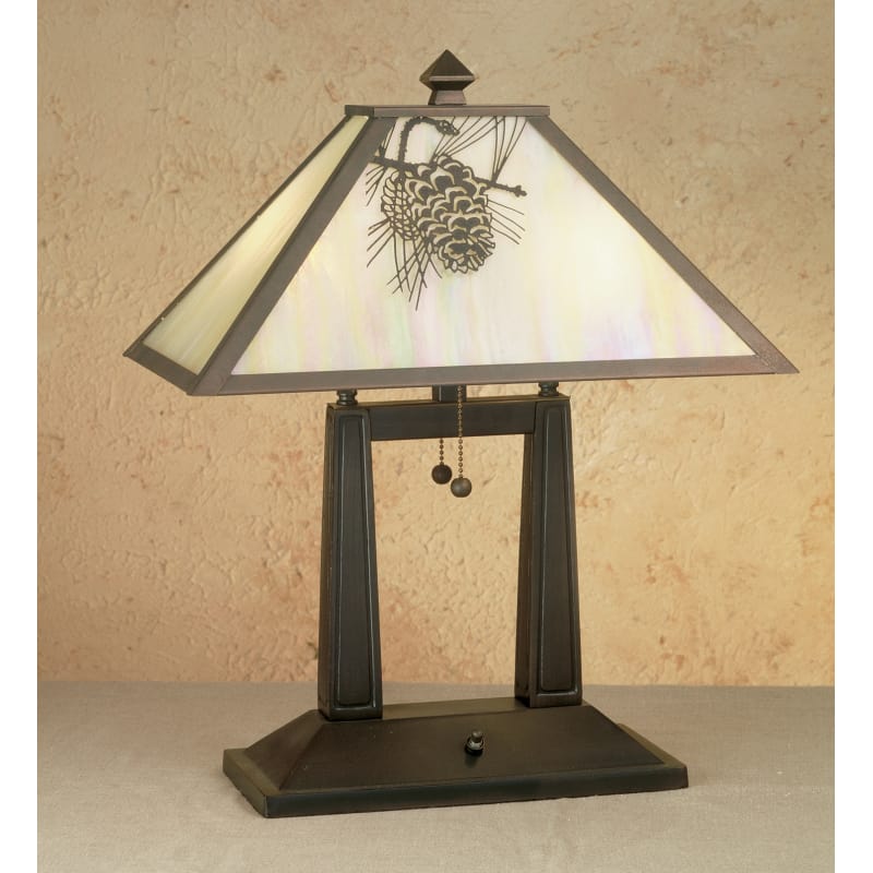 20"H Winter Pine Oblong Table Lamp