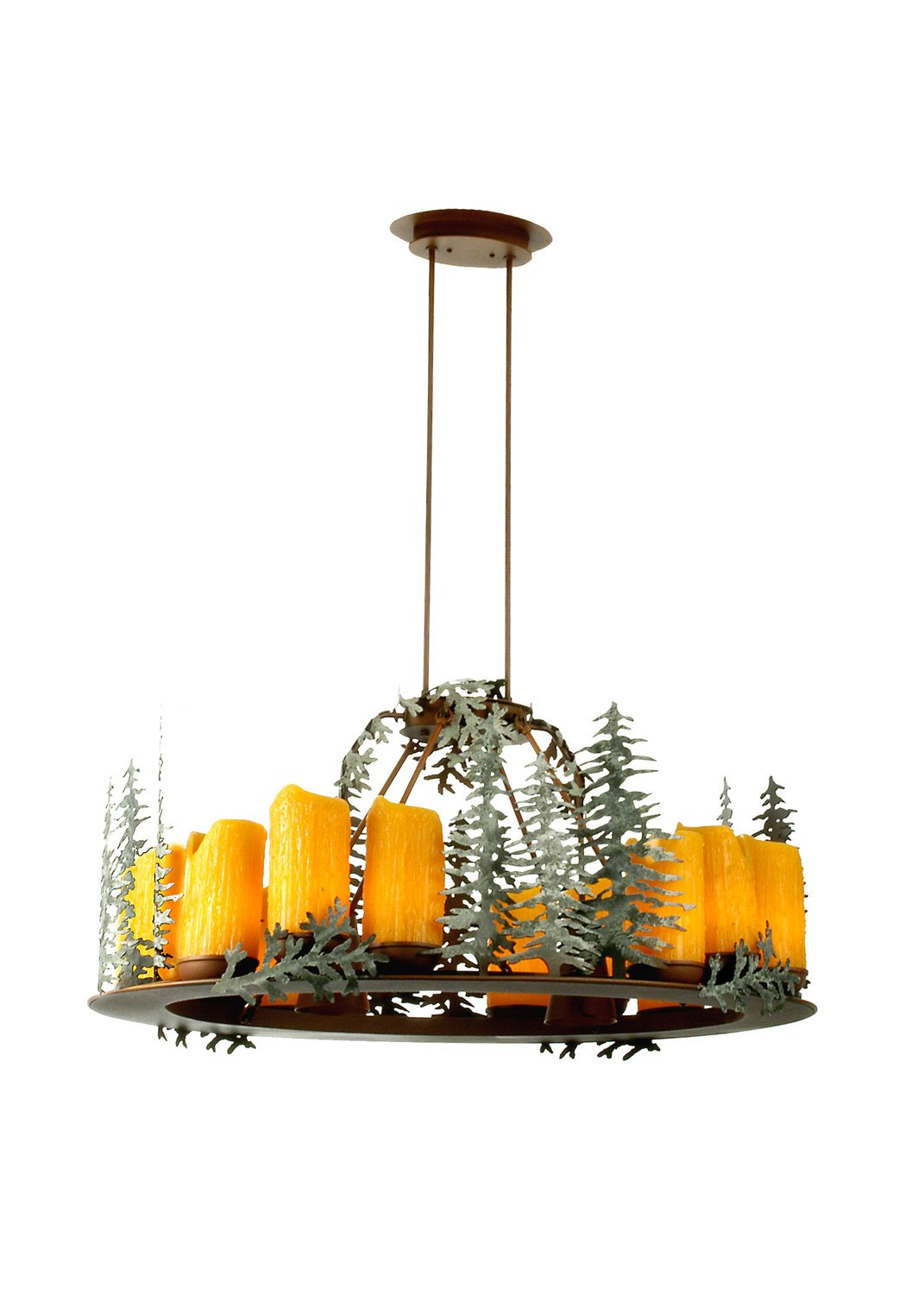 42"L Tall Pines 12 Light Oval Chandelier