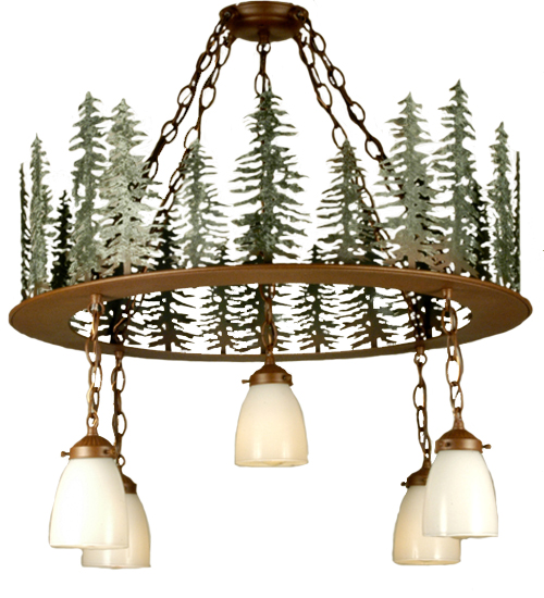 28"W Tall Pines 5 Light Chandelier