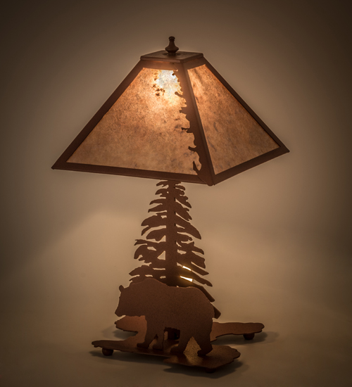 21" High Lone Bear W/Lighted Base Table Lamp