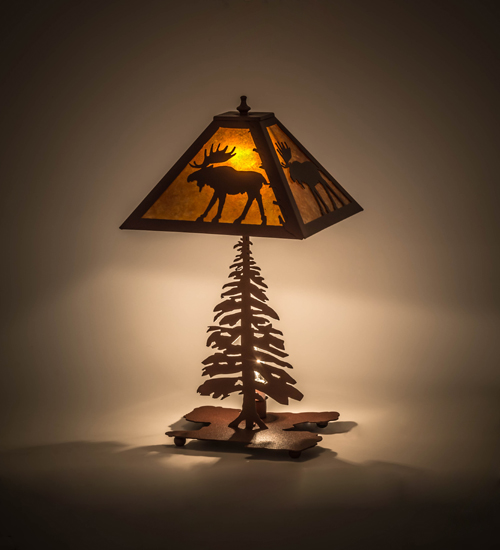 21"H Lone Moose Tall Pines Table Lamp