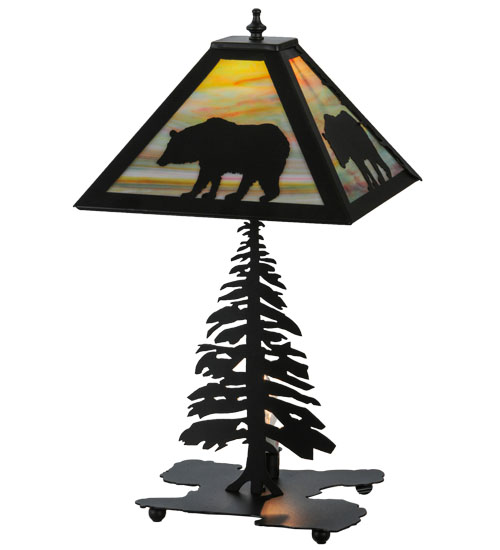 21.5"H Lone Bear W/Lighted Base Table Lamp