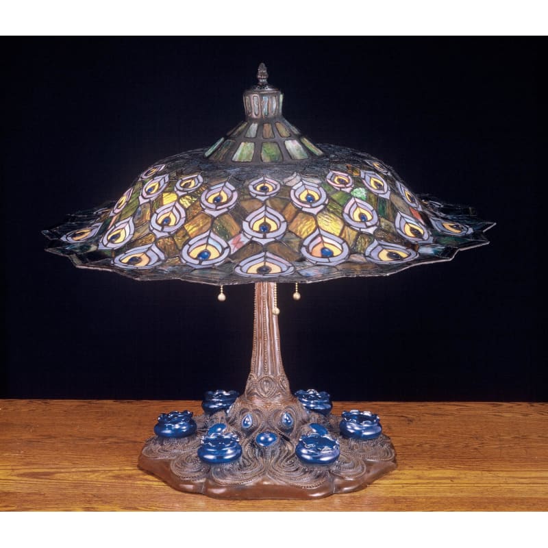 26.5" High Tiffany Peacock Feather Table Lamp