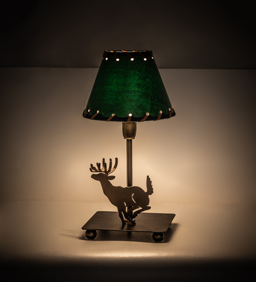 13"H Lone Deer Faux Leather Accent Lamp