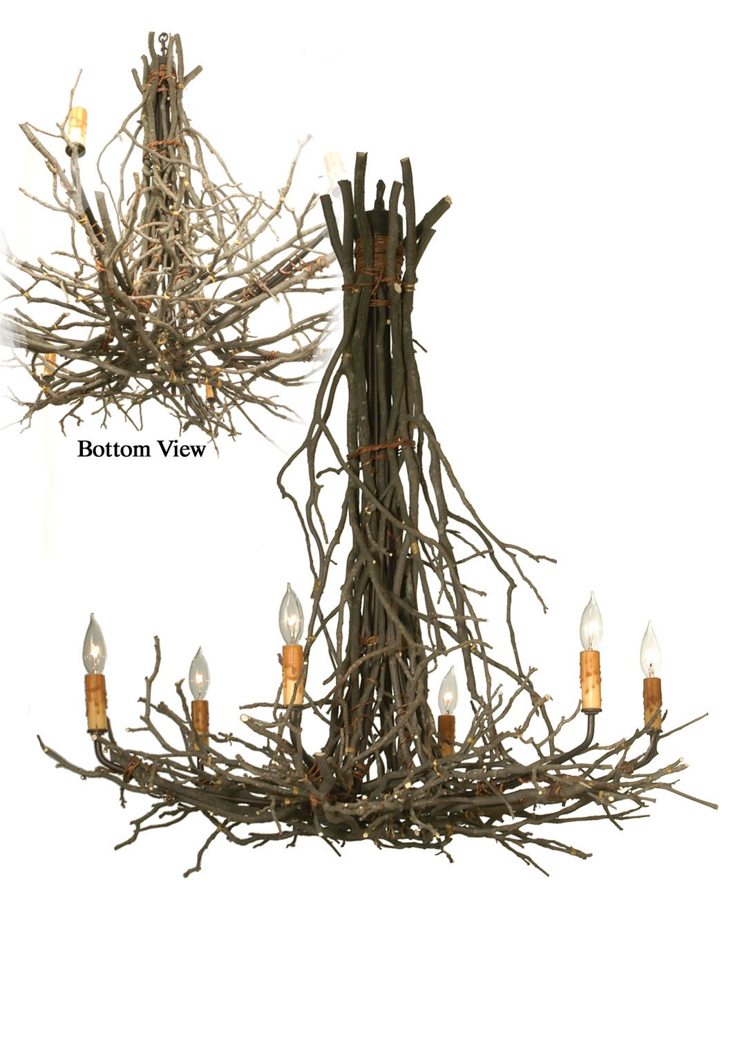 36"W Twigs 6 Light Chandelier