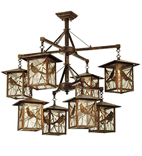 42"W Seneca Song Bird 8 Light Hanging Lantern Chandelier