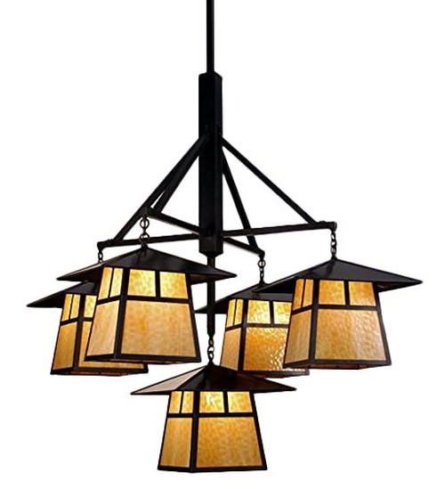 61"W Stillwater T Mission 5 Light Hanging Lantern Chandelier