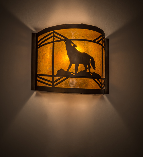 12" Wide Wolf on the Loose Wall Sconce