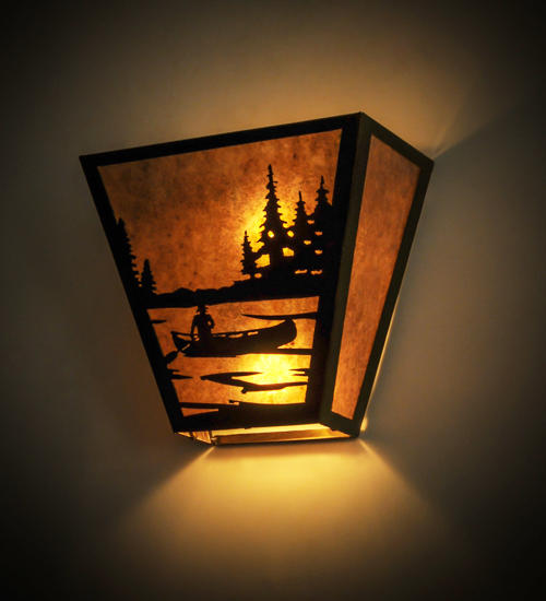 13" Wide Canoe At Lake Wall Sconce