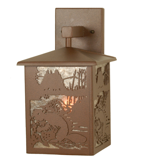 7"W Beaver at Work Solid Mount Wall Sconce