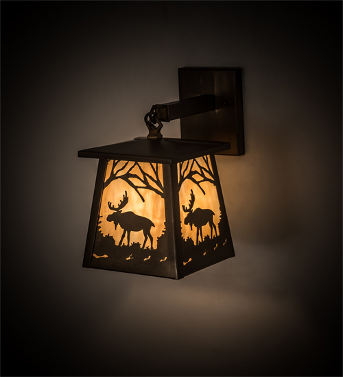 7" Wide Moose at Dawn Hanging Wall Sconce