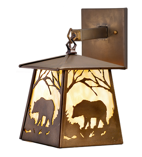 7.5"W Bear at Dawn Hanging Wall Sconce