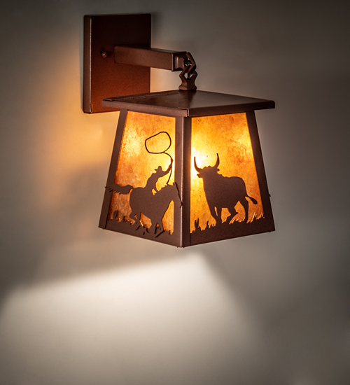 7.5" Wide Cowboy & Steer Hanging Wall Sconce