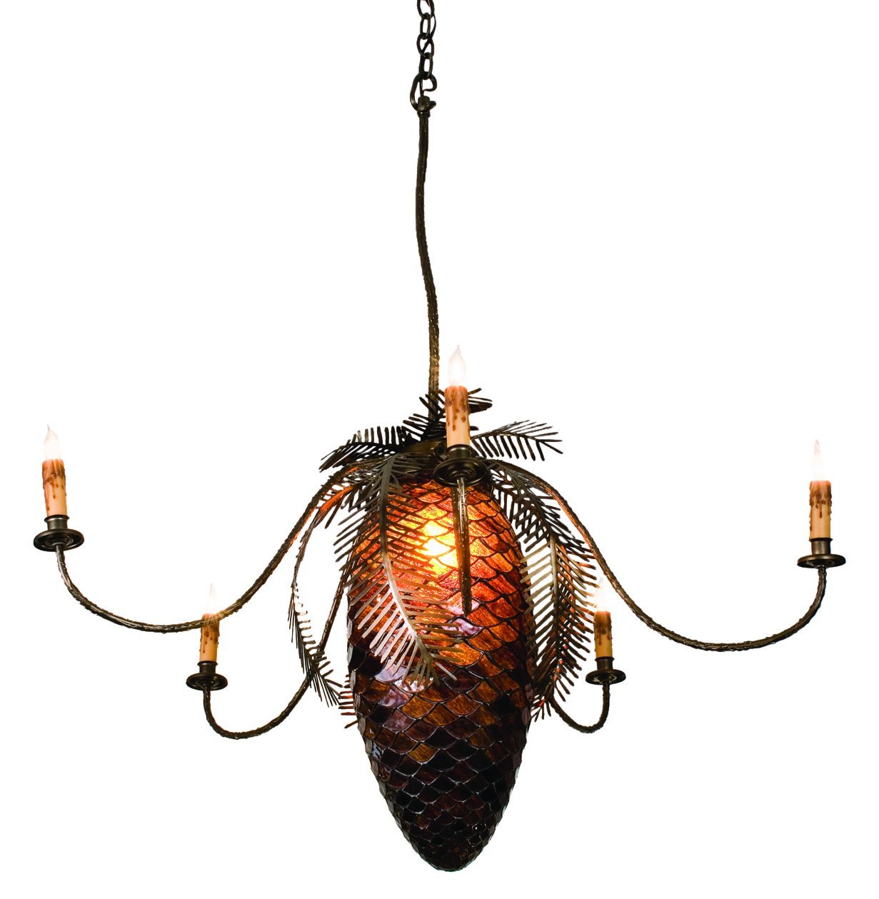 36"W Pinecone 5 Arm Chandelier