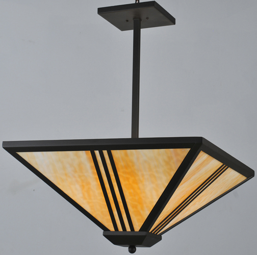 24"Sq Tres Lineas Mission Inverted Pendant