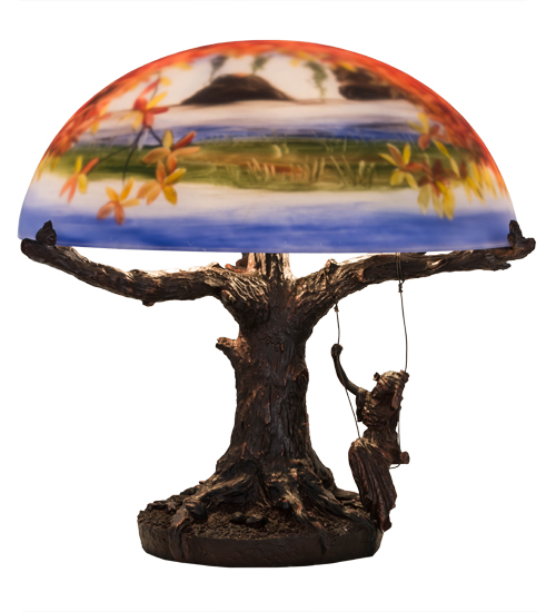 15"H Maxfield Parrish Reveries Reverse Painted Table Lamp