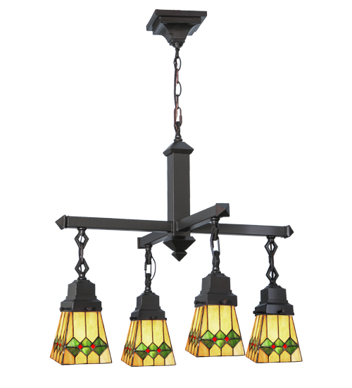 26"W Martini Mission 4 Light Chandelier