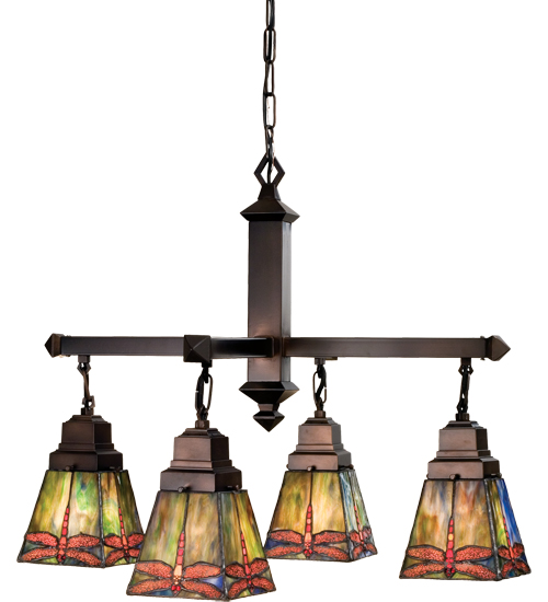 26"W Prairie Dragonfly 4 Light Chandelier.609