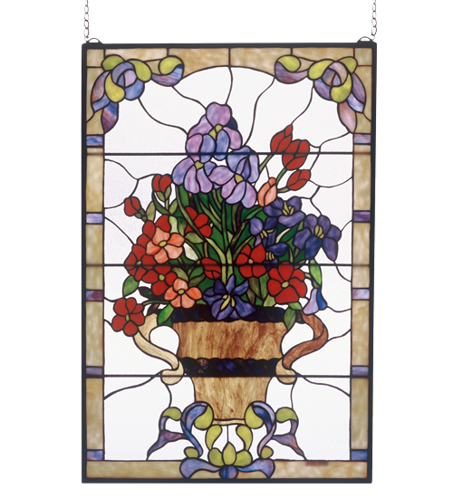 24"W X 36"H Floral Arrangement Stained Glass Window