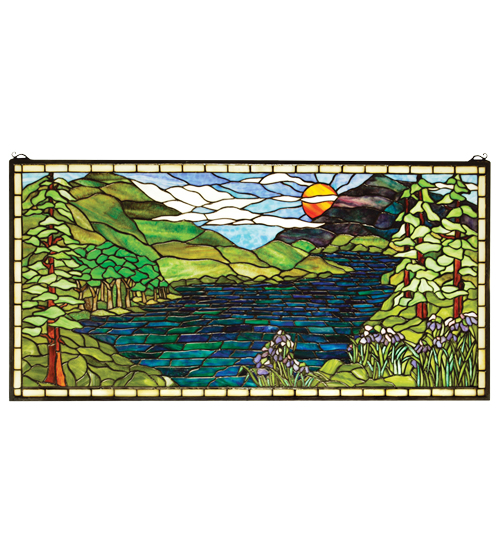40"W X 20"H Sunset Meadow Stained Glass Window