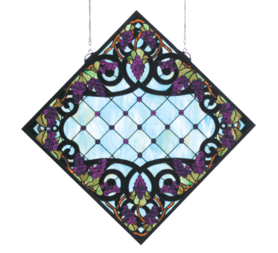 25.5"W X 25.5"H Jeweled Grape Stained Glass Window