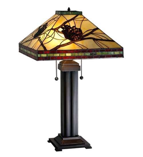 24" High Tiffany Pinecone Mission Table Lamp