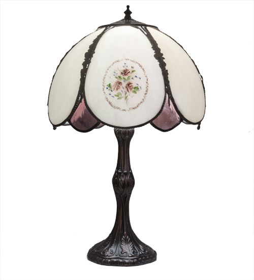 22"H Roses Hand Painted Table Lamp