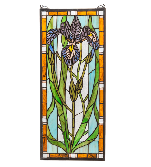 12" Wide X 28" High Iris Stained Glass Window