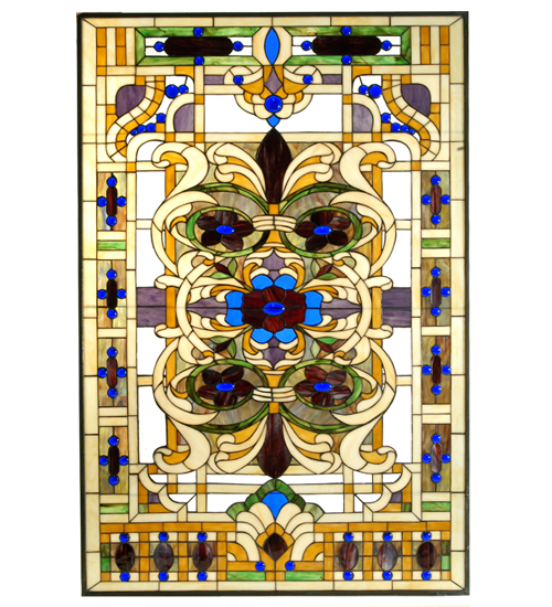 32"W X 48"H Estate Floral Stained Glass Window