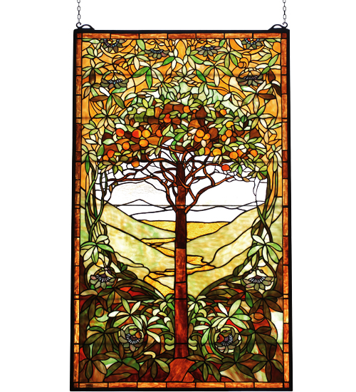 29"W X 48"H Tiffany Tree of Life Stained Glass Window