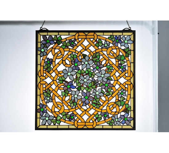 22"W X 22"H Shamrock Garden Stained Glass Window