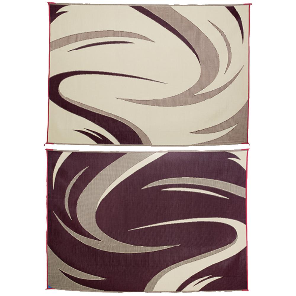 Inc 8' X 18' Burgundy/Tan Modern Graphic Mat