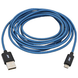 Mbs Micro USB To USB Fishnet Cable Blue 9Ft